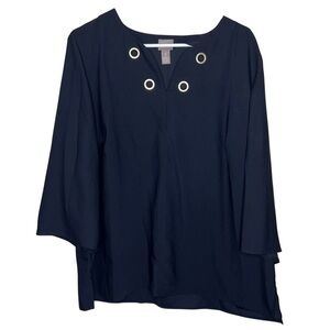 Chico’s Women V-neck Black Top Size 3